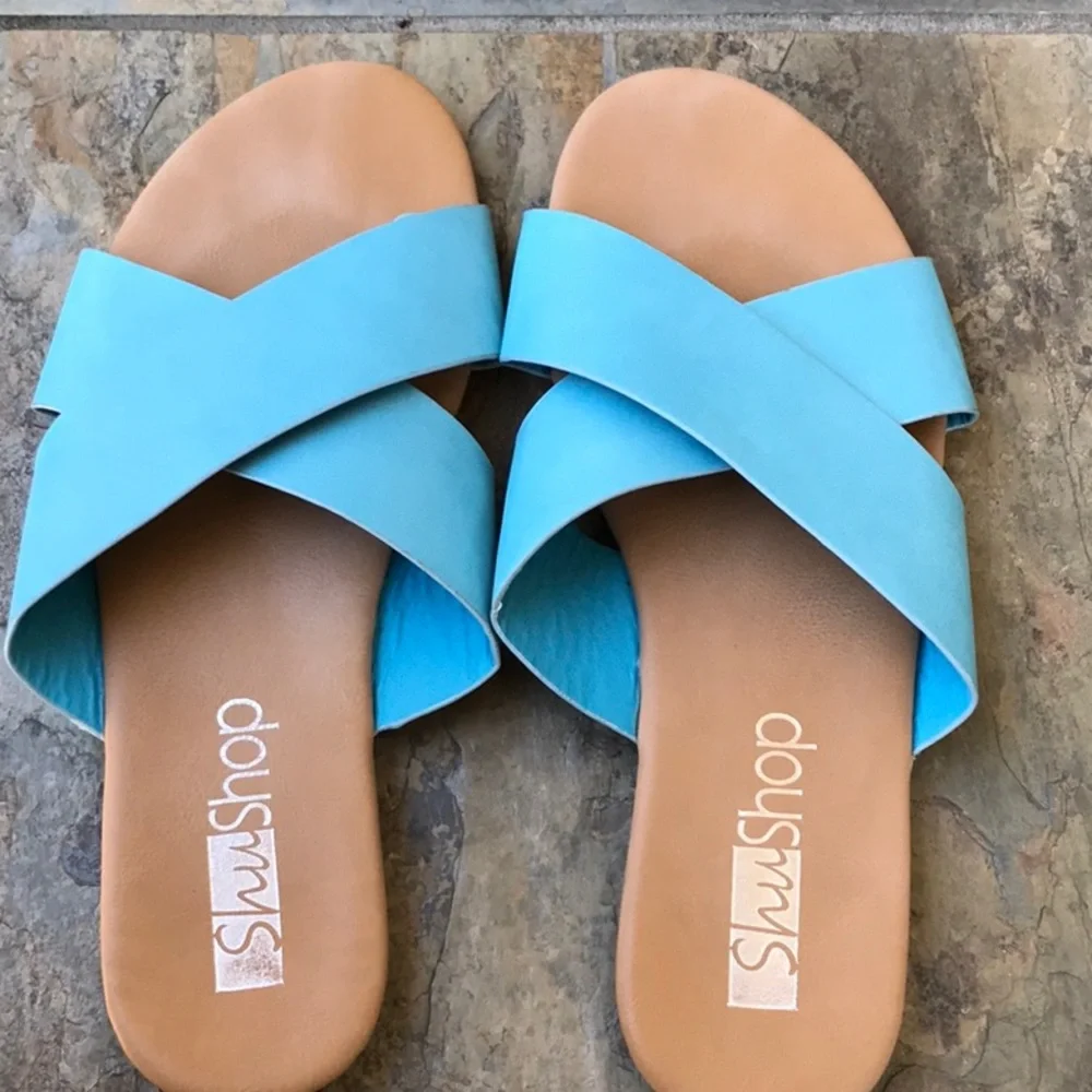 ShuShop Turquoise Sandals Sz 9 - Picture 1 of 4